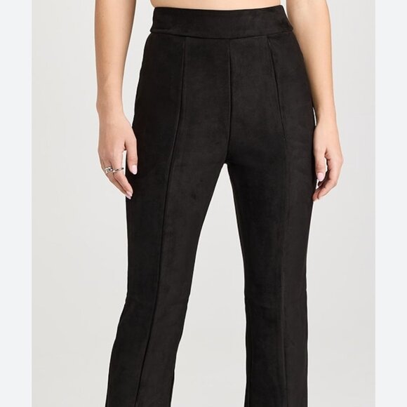 NWT COMMANDO FAUX SUEDE SPLIT FRONT Women's Pants SZ Large Black Pull On Stretch - Picture 2 of 9